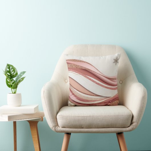 Abstract Pink and Gold Glitter Waves Pillow クッション (椅子)