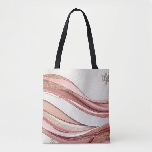 Abstract Pink and Gold Glitter Waves Tote Bag トートバッグ (正面)