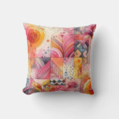 Abstract Pink Colorful Geometric Design クッション (正面)