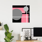 Abstract Pink Gray Black White AP0001 ポスター (ホームオフィス)