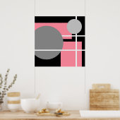 Abstract Pink Gray Black White AP0001 ポスター (キッチン)