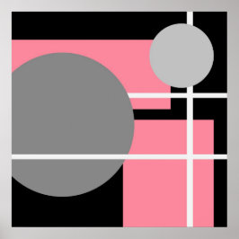 Abstract Pink Gray Black White AP0001 ポスター