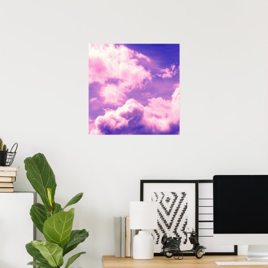 Abstract Pink Nebula Clouds Pattern ポスター (ホームオフィス)