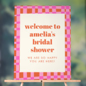 Abstract Pink Orange Custom Bridal Shower Welcome  アクリルサイン (ニュートラル)