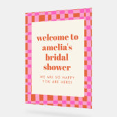 Abstract Pink Orange Custom Bridal Shower Welcome  アクリルサイン (傾斜)