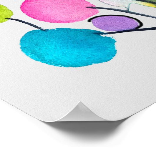 Abstract pink Summer Tree art ポスター (角)