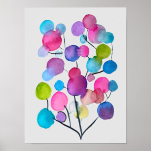 Abstract pink Summer Tree art ポスター