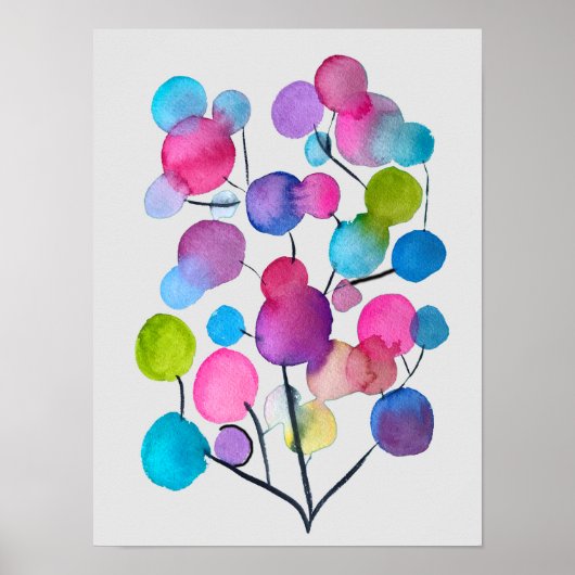 Abstract pink Summer Tree art ポスター (正面)