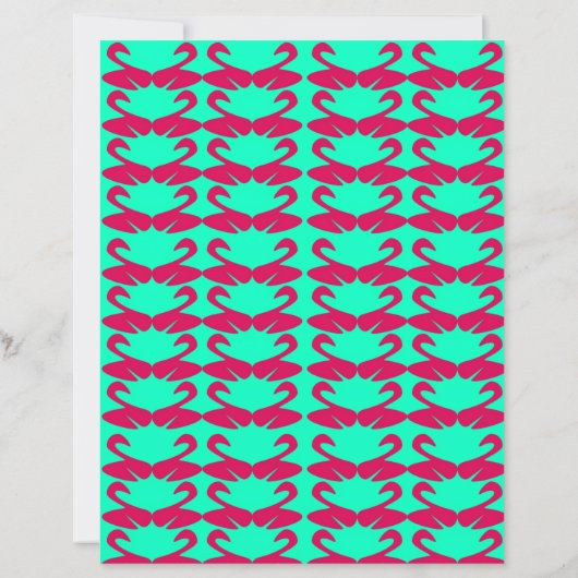 Abstract Pink Swan on Teal scrapbook paper (裏面)