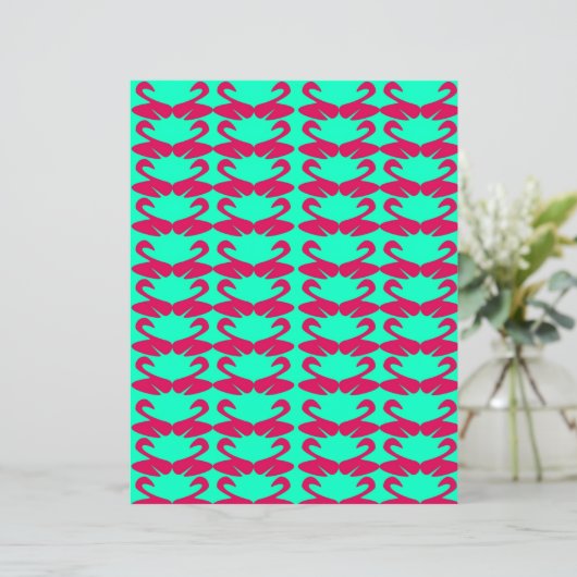Abstract Pink Swan on Teal scrapbook paper (スタンド正面)