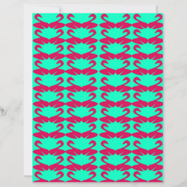Abstract Pink Swan on Teal scrapbook paper