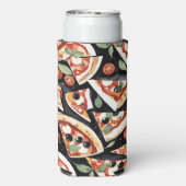 Abstract Pizza Slices On A Black Background スリム缶クーラー (Seltzer裏面)