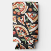 Abstract Pizza Slices On A Black Background スリム缶クーラー (裏面)
