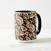 Abstract Pizza Slices On A Black Background マグカップ (正面右)