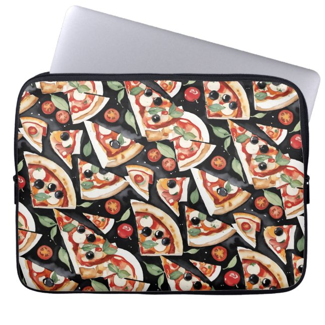 Abstract Pizza Slices On A Black Background ラップトップスリーブ (正面)
