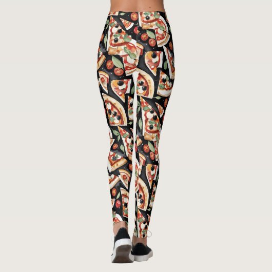 Abstract Pizza Slices On A Black Background レギンス (裏面)