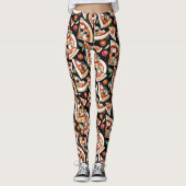 Abstract Pizza Slices On A Black Background レギンス (正面)