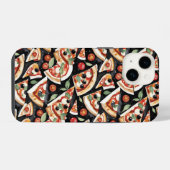Abstract Pizza Slices On A Black Background iPhoneケース (裏面横)