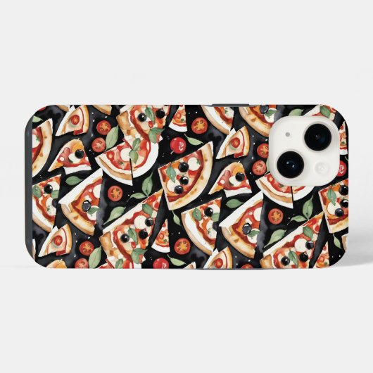 Abstract Pizza Slices On A Black Background iPhoneケース (裏面横)