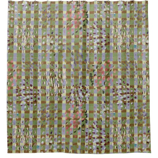 Abstract Plaid Geometric Grid Pattern Art シャワーカーテン (正面)