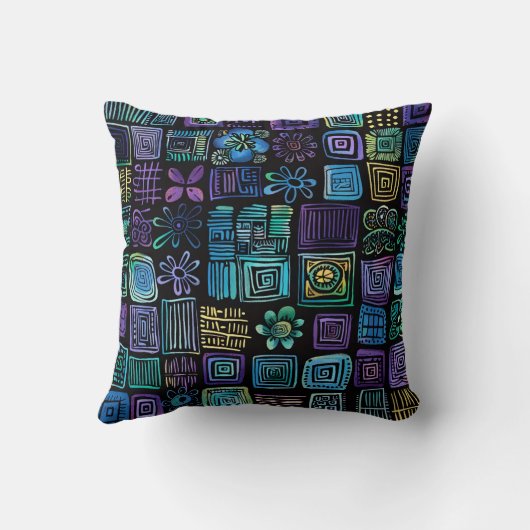 Abstract plant and geometric design クッション (裏面)