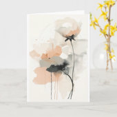 Abstract Poppy Floral Art Print | Minimalist Blush カード (黄色い花)
