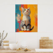 abstract portrait, color blocks, white hair, moder ポスター (キッチン)