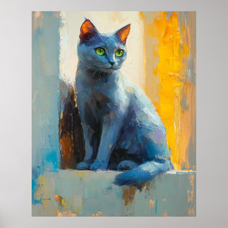 abstract portrait, color blocks, white hair, moder ポスター