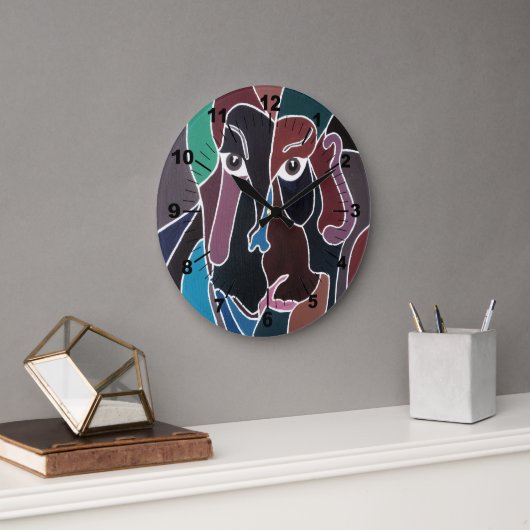 Abstract Portrait Painting by Alfred Fox ラージ壁時計 (オフィス)