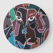 Abstract Portrait Painting by Alfred Fox ラージ壁時計 (正面)