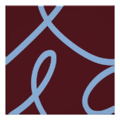 Abstract Poster – Blue Lines on Burgundy ポスター (正面)