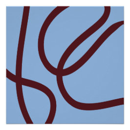 Abstract Poster – Burgundy Lines on Light Blue ポスター
