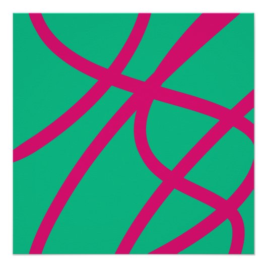 Abstract Poster – Red Lines on Green ポスター (正面)