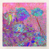 Abstract Purple and Blue Hydrangea with Magenta ガラスコースター (正面)