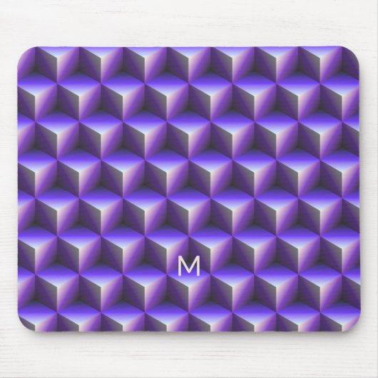 Abstract Purple Cube Block Pattern マウスパッド (正面)