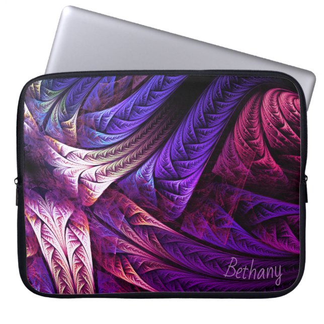 Abstract Purple Fractals Personalized ラップトップスリーブ (正面)