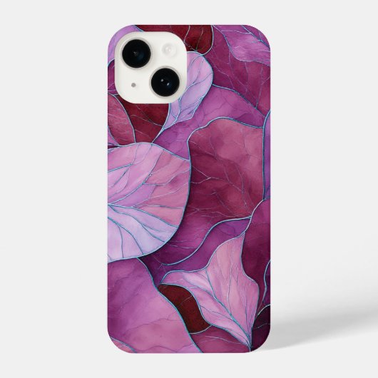 Abstract Purple Leaves Pattern iPhoneケース (裏面)
