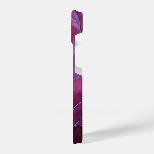 Abstract Purple Leaves Pattern iPhoneケース (左側面)