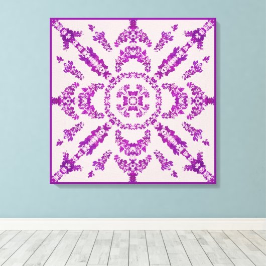 Abstract Purple Orchid Flower Design Pattern Art キャンバスプリント (インサイチュ (ウッドフロア))