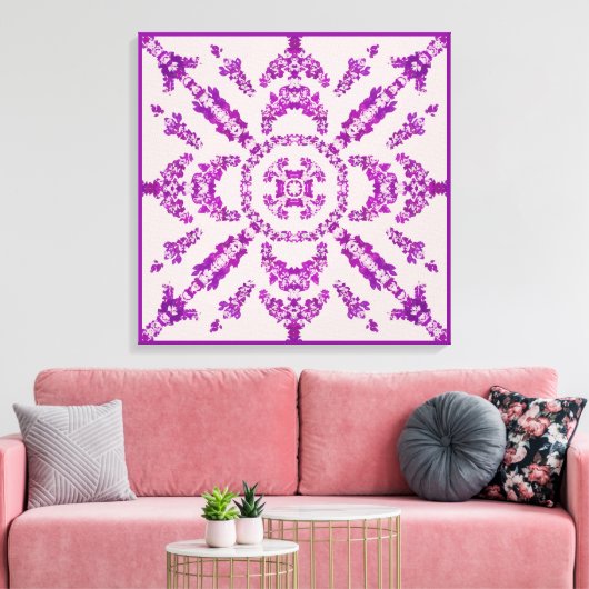 Abstract Purple Orchid Flower Design Pattern Art キャンバスプリント (インサイチュ (リビング))