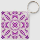 Abstract Purple Orchid Flower Design Pattern Art キーホルダー (裏面)