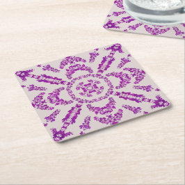 Abstract Purple Orchid Flower Design Pattern Art スクエアペーパーコースター