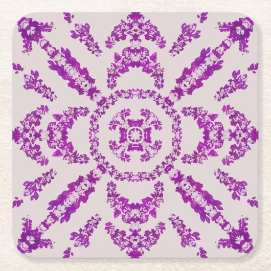 Abstract Purple Orchid Flower Design Pattern Art スクエアペーパーコースター (正面)