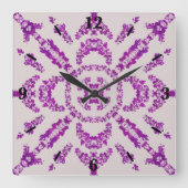 Abstract Purple Orchid Flower Design Pattern Art スクエア壁時計 (正面)