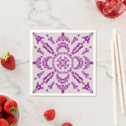 Abstract Purple Orchid Flower Design Pattern Art スタンダードカクテルナプキン (インサイチュ)