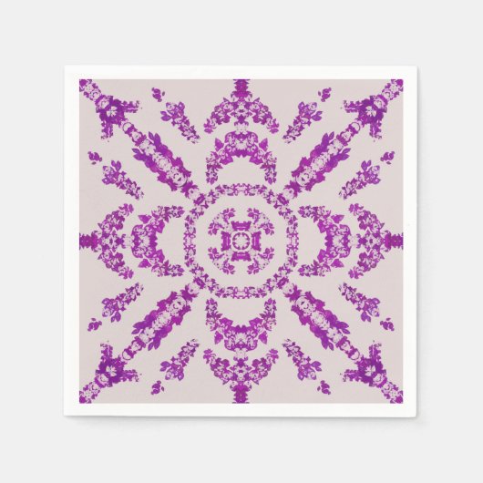 Abstract Purple Orchid Flower Design Pattern Art スタンダードカクテルナプキン (正面)