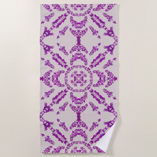 Abstract Purple Orchid Flower Design Pattern Art ビーチタオル (正面)