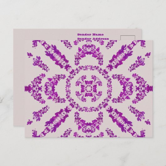Abstract Purple Orchid Flower Design Pattern Art ポストカード (正面/裏面)