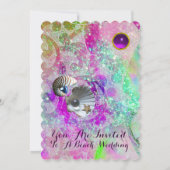 ABSTRACT PURPLE PINK BLUE WAVES SEASHELLS,SPARKLES 招待状 (裏面)