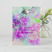 ABSTRACT PURPLE PINK BLUE WAVES SEASHELLS,SPARKLES 招待状 (スタンド正面)